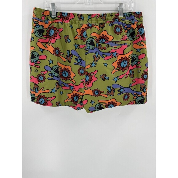 A-Lab Men's Large Skippy Trippy 3" Ins Board Shorts Mushroom Frogs Green Trunks - Picture 7 of 15
